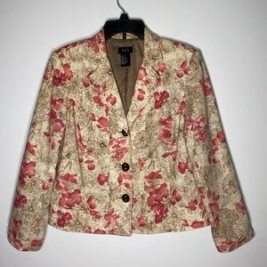 Floral Blazer with Red and Beige Tones